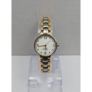 Boccia Titanium Womens Two Tone Watch White Dial Japan Quartz 5 Bar New Battery